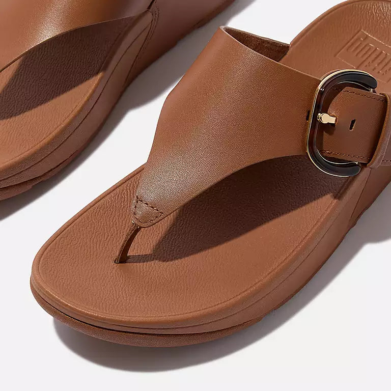Side view of Deep Tan FITFLOP Lulu sandals in Canada featuring Microwobbleboard midsoles and ergonomic support
