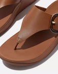 Side view of Deep Tan FITFLOP Lulu sandals in Canada featuring Microwobbleboard midsoles and ergonomic support