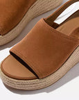 Deep Tan FITFLOP espadrille wedge sandals in Canada with suede upper and CushX™ midsole comfort