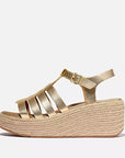 Side view of Platino FITFLOP fisherman-style sandals in Canada with brushed-metal buckle and ergonomic cushioning
