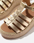Platino FITFLOP espadrille wedge sandals in Canada with metallic leather straps and CushX comfort midsole