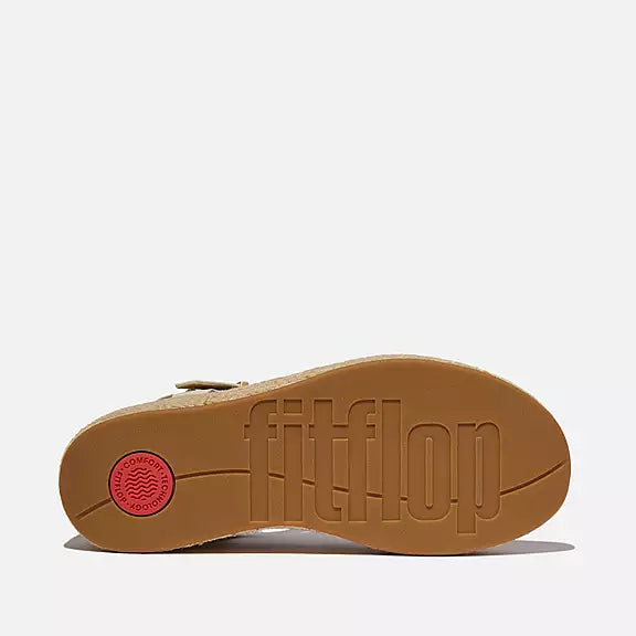 Top view of Paris Beige FITFLOP PlatFForm espadrilles in Canada with soft leather straps and cushioned support