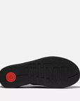Sole View FITFLOP All Black wedge sandals in Canada with neoprene-style fabric and ergonomic high-heel cushioning