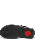 FITFLOP Lulu Covered-Buckle Raw-Edge Leather Toe-Thongs in Black HG9 | Shop from eightywingold an official brand partner for Fitflop Canada and US.
