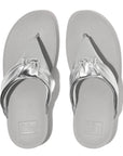 FITFLOP Lulu Padded-Knot Metallic Leather Toe-Post Sandals in Silver HN8 | Shop from eightywingold an official brand partner for Fitflop Canada and US.