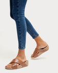 Lulu Leather Cross Slides