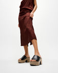 Platforms Graphic-Weave Leather Heeled Slides