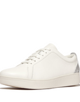 FITFLOP Rally Crystal-Backtab Leather Trainers in White HY8 | Shop from eightywingold an official brand partner for Fitflop Canada and US.