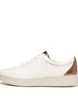 FITFLOP Rally Metallic Backtab Sneakers in White and Bronze DQ3 | Shop from eightywingold an official brand partner for Fitflop Canada and US.