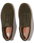 FITFLOP Rally Suede Sneakers in Dark Olive EM1 | Shop from eightywingold an official brand partner for Fitflop Canada and US.