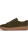 FITFLOP Rally Suede Sneakers in Dark Olive EM1 | Shop from eightywingold an official brand partner for Fitflop Canada and US.