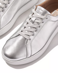 FITFLOP Rally Metallic Backtab Sneakers in Silver X22 | Shop from eightywingold an official brand partner for Fitflop Canada and US.