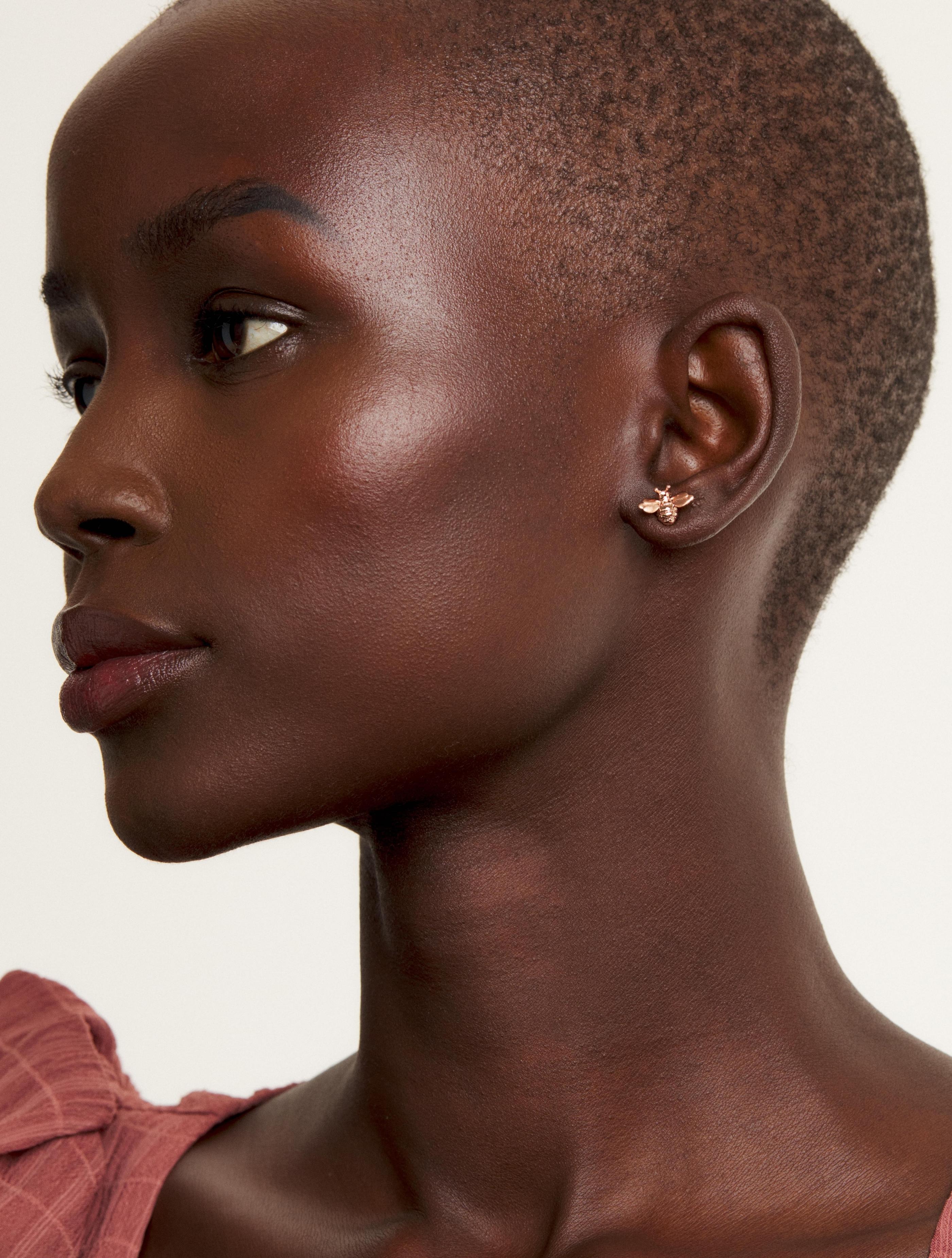 Beeli Bumble Bee Earring in Rose Gold