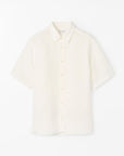 TIGER OF SWEDEN Spenser linen short-sleeve shirt with pointed collar in Off White in eightywingold