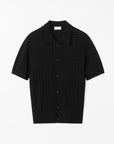 TIGER OF SWEDEN Araawen RWS black knit polo shirt with jacquard check front from eightywingold
