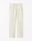 Front view of TIGER OF SWEDEN Tenser 100% linen trousers in Ivory White from eightywingold