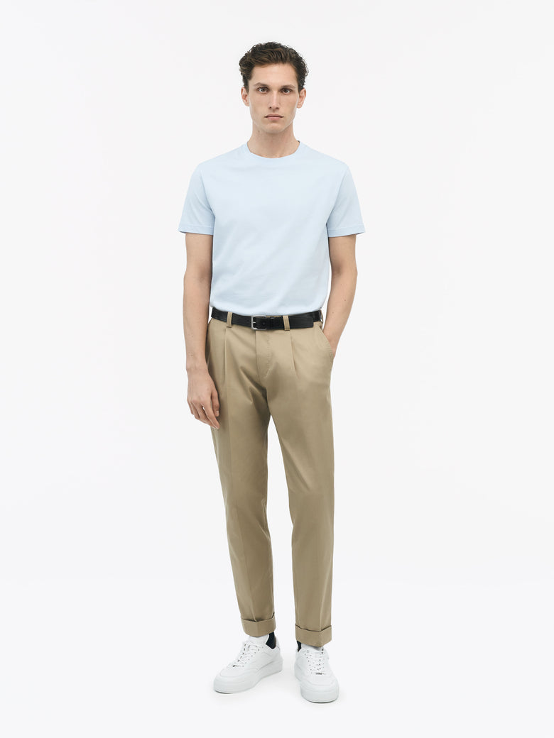 TIGER OF SWEDEN Light Blue Dillan t-shirt in 100% cotton with ribbed neckline from eightywingold