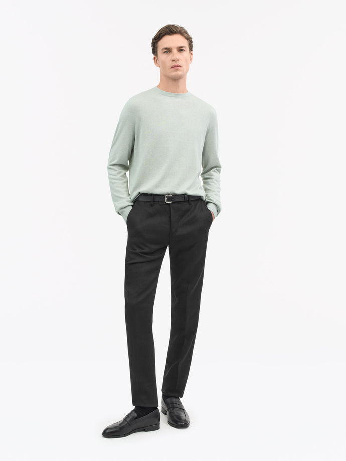 TIGER OF SWEDEN fine-knit Connor sweater in Pale Grey Blue styled for everyday wear from eightywingold
