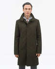 Aleric Funnelneck Coat in Olive Green