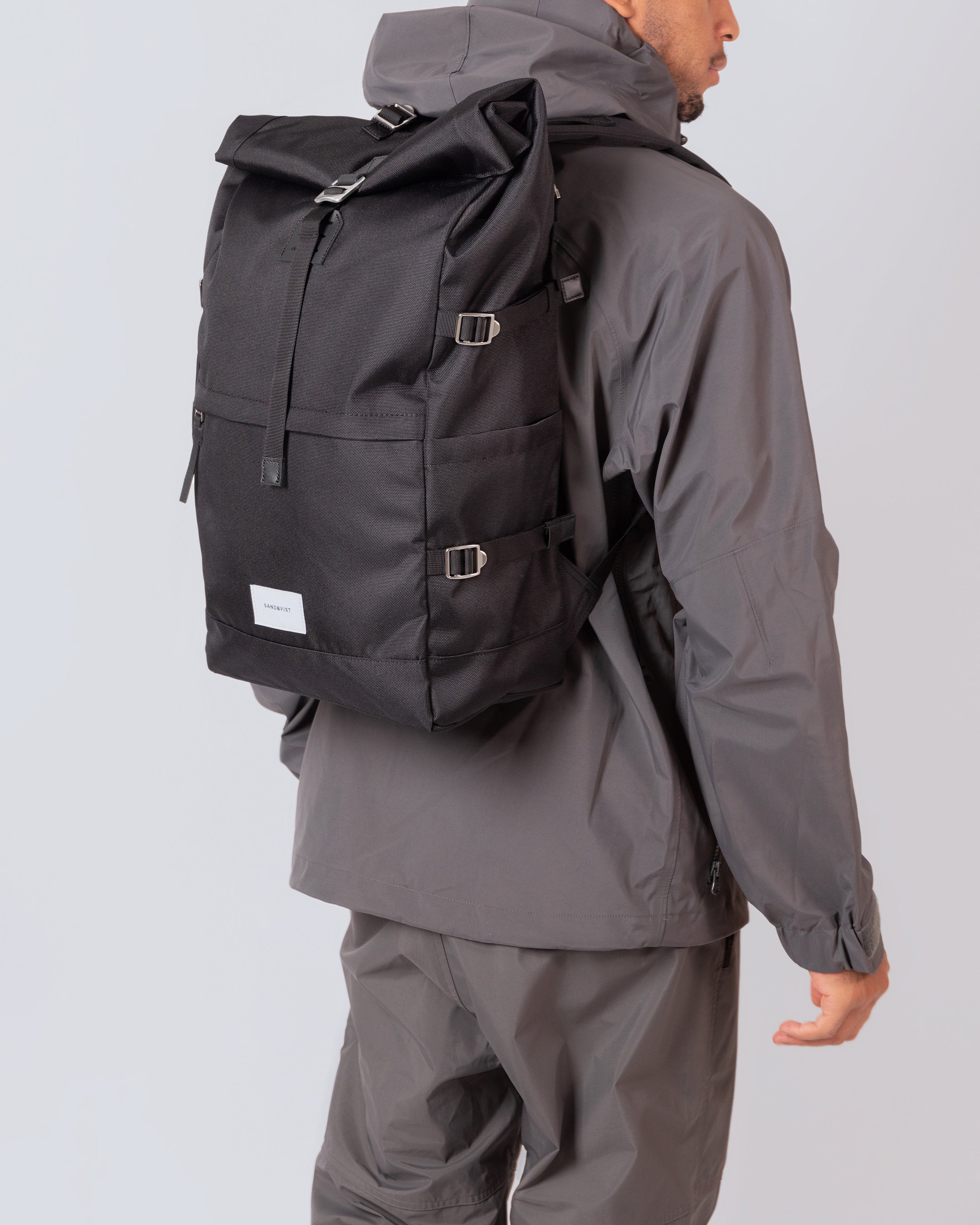 Sandqvist Bernt Backpack in Black SQA1039 Black with black webbing | Shop from eightywingold an official brand partner for Sandqvist Canada and US. 