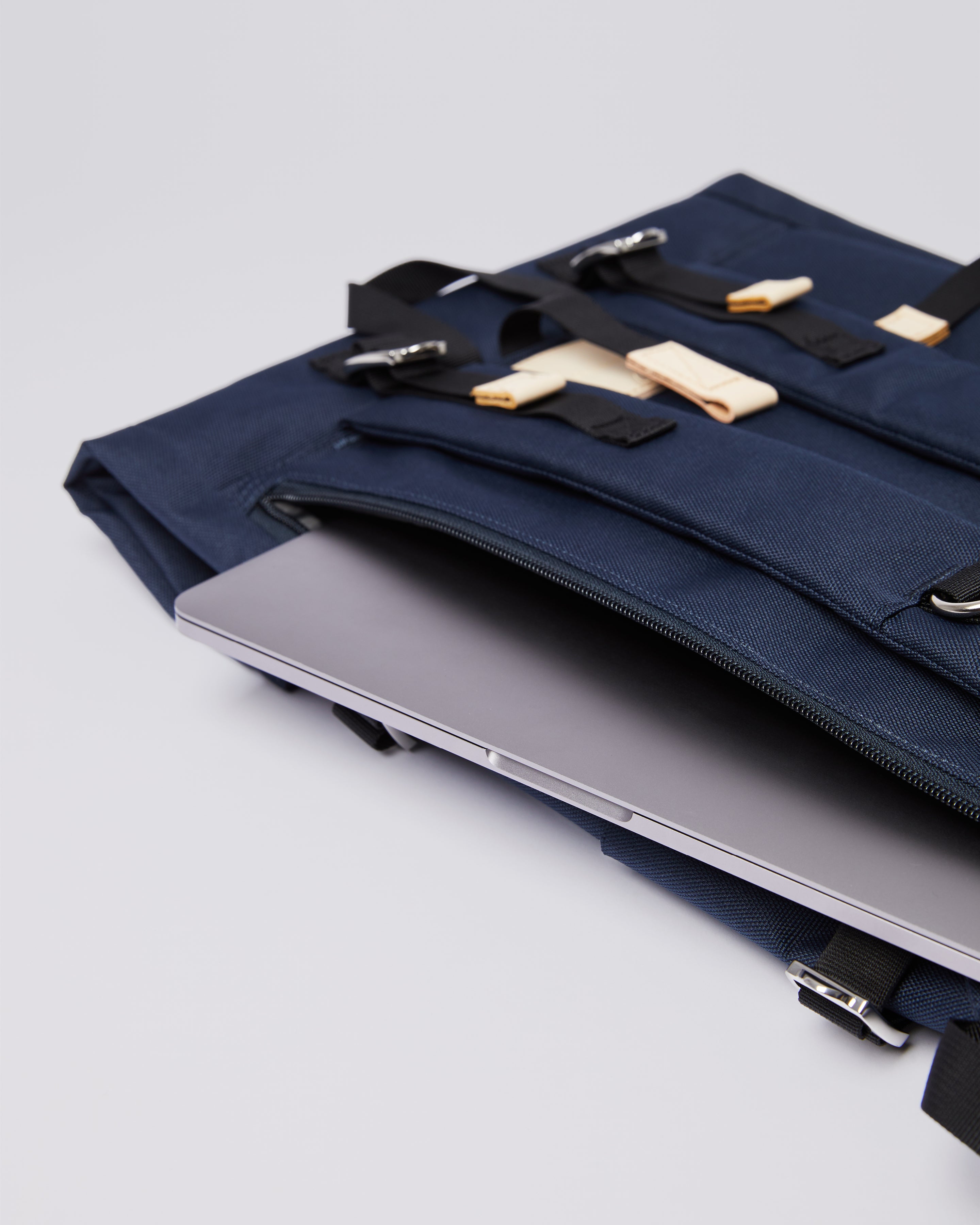 Sandqvist Bernt Backpack in Navy SQA1373 Navy with natural | Shop from eightywingold an official brand partner for Sandqvist Canada and US. 