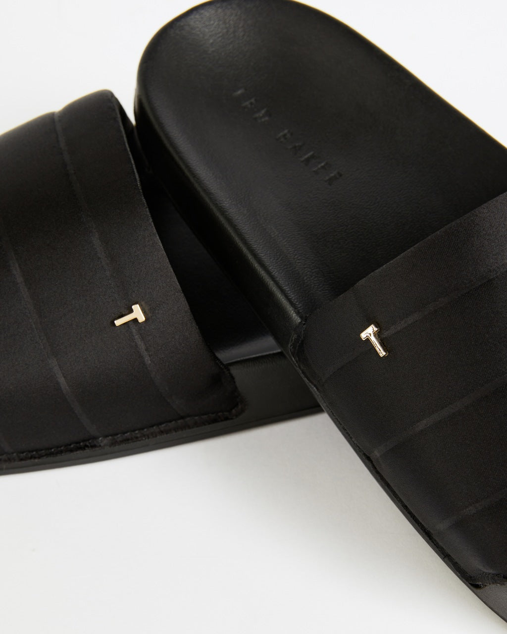 Ted Baker | Padda Black Satin Slides 3 | eightywingold