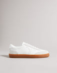 ROBBERT Retro Suede Leather Mix Trainers in White