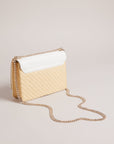 Magdie Magnolia Eyelet Woven Crossbody Bag in White
