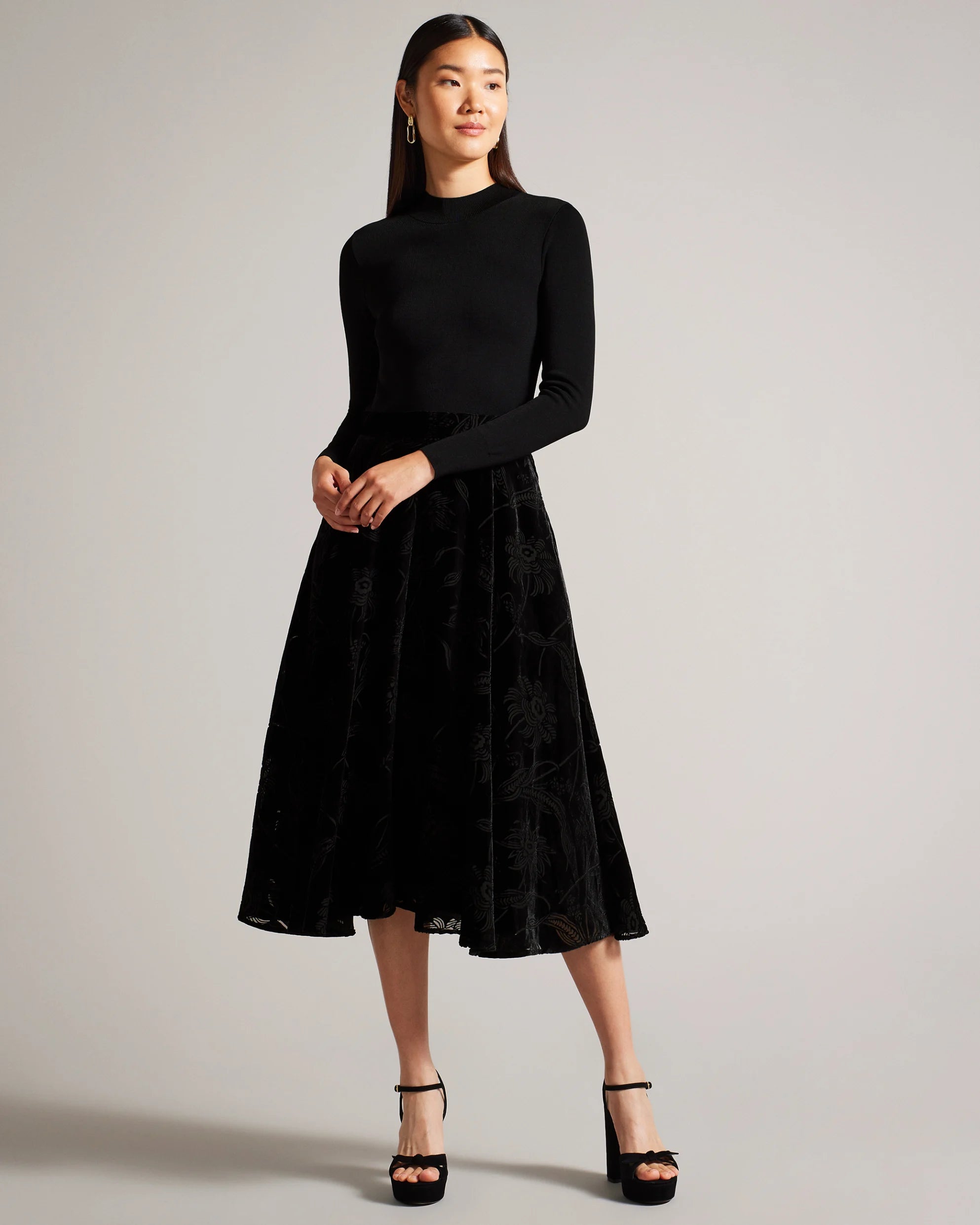 Ted Baker Juliet Knit Midi Dress in Black 271249  | Shop from eightywingold an official brand partner for Ted Baker in Canada and US.