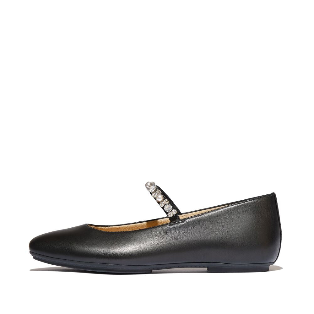 DELICATO-PEARLS-AND-CRYSTAL-LEATHER-BALLET-FLATS-BLACK