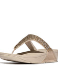 Lulu Crystal-Mix Metallic Toe-post Sandals