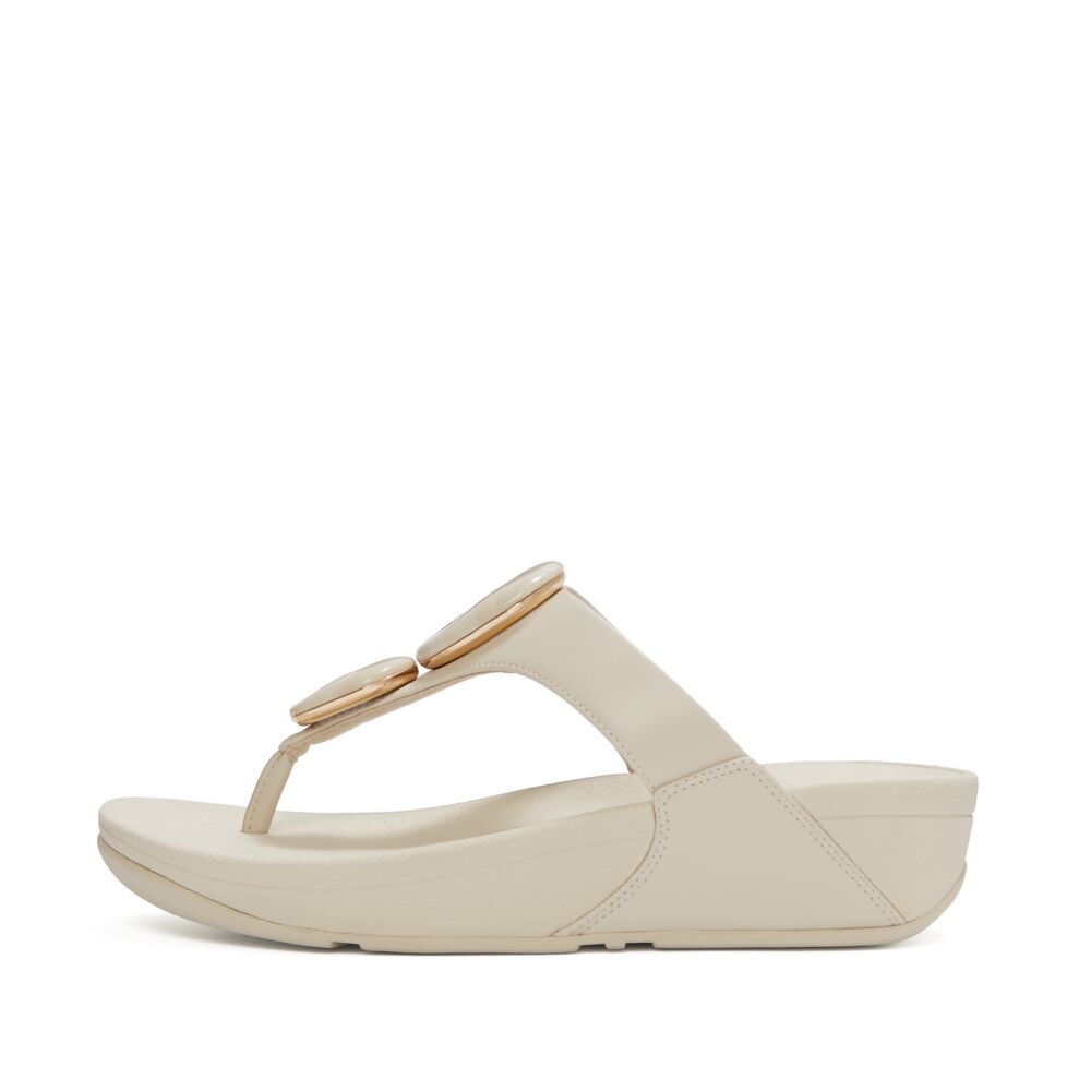 Lulu Marbled-Stone Toe-Post Sandals
