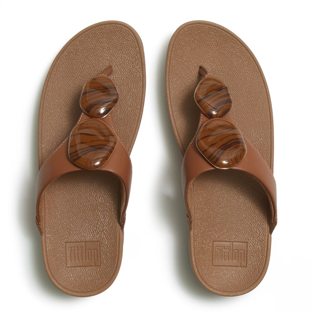 Lulu Marbled-Stone Toe-Post Sandals
