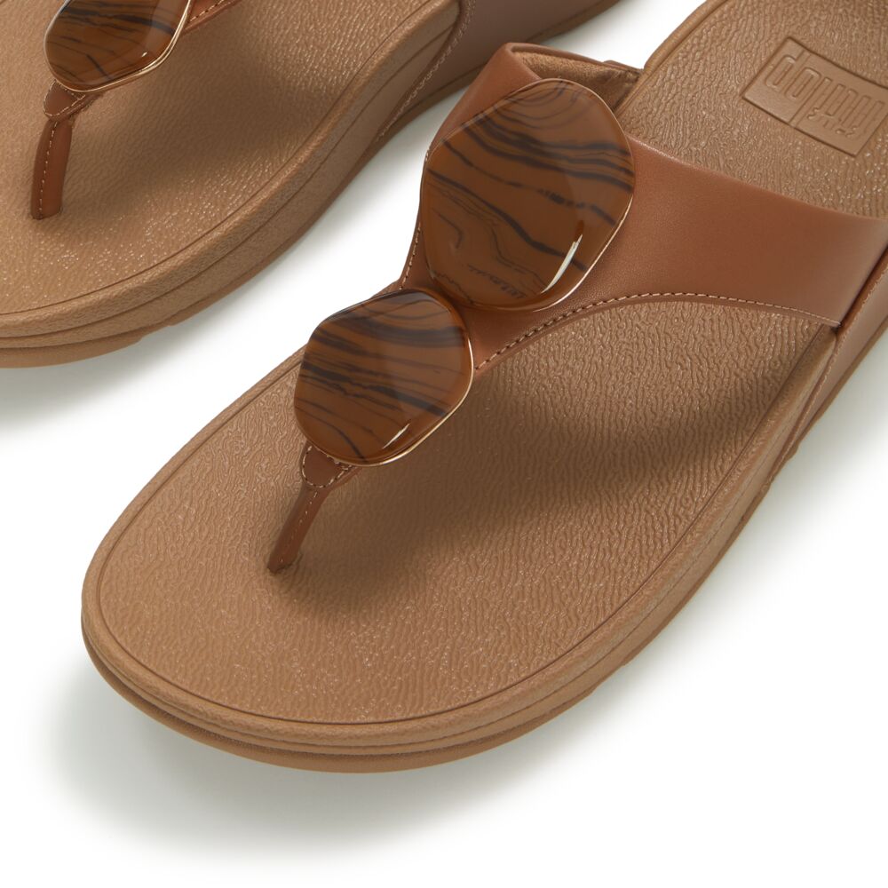 Lulu Marbled-Stone Toe-Post Sandals