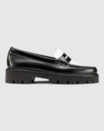 GH BASS Whitney Super Lug Weejuns Loafer in Black and White BAX1W010 | Shop from eightywingold an official brand partner for GH Bass Canada and US.