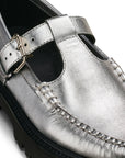 GH BASS Mary Jane Super Lug Metallic Napa Loafer in Silver BAX4W027 | Shop from eightywingold an official brand partner for GH Bass Canada and US.