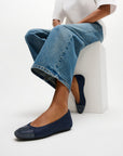 Delicato Crystal Cap-Toe Denim Ballerinas