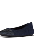 Delicato Crystal Cap-Toe Denim Ballerinas