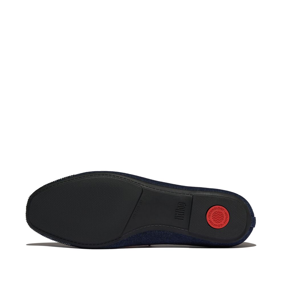Delicato Crystal Cap-Toe Denim Ballerinas