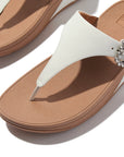 LULU Crystal-Buckle Leather Toe-Post Sandals