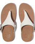 LULU Crystal-Buckle Leather Toe-Post Sandals
