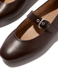 DELICATO Soft Leather Mary Janes in Hot Chocolate