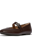 DELICATO Soft Leather Mary Janes in Hot Chocolate
