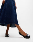 Danser Cap-toe Leather Ballet Flats in All Black