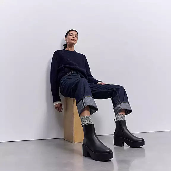 Black leather heeled ankle boots with side zip, CushX™ comfort midsole and slip-resistant outsole, ergonomically designed for all-day wear and APMA-approved foot health.