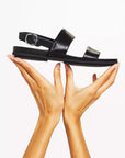 GRACIE Leather Back-Strap Sandals in Black