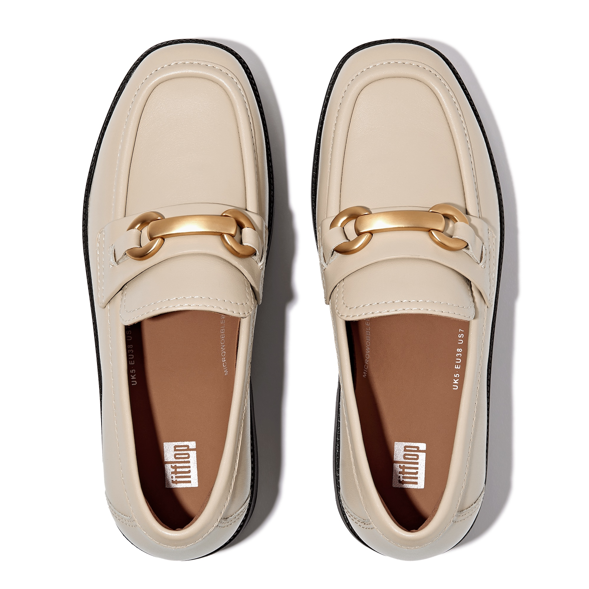 FITFLOP F-Luma Chunky-Snaffle Leather Demi-Wedge Loafers in Beige IJ7 | Shop from eightywingold an official brand partner for Fitflop Canada and US.