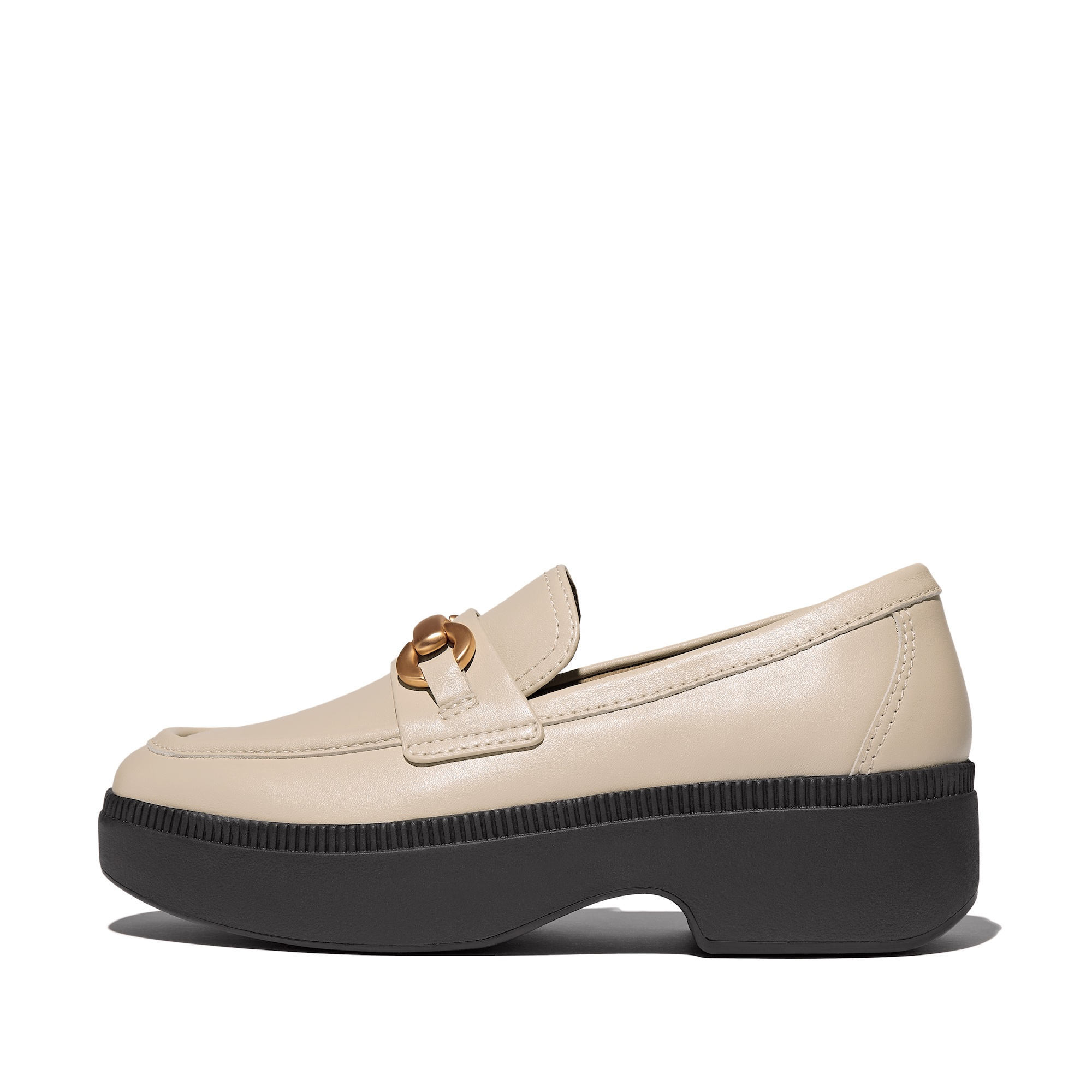 FITFLOP F-Luma Chunky-Snaffle Leather Demi-Wedge Loafers in Beige IJ7 | Shop from eightywingold an official brand partner for Fitflop Canada and US.