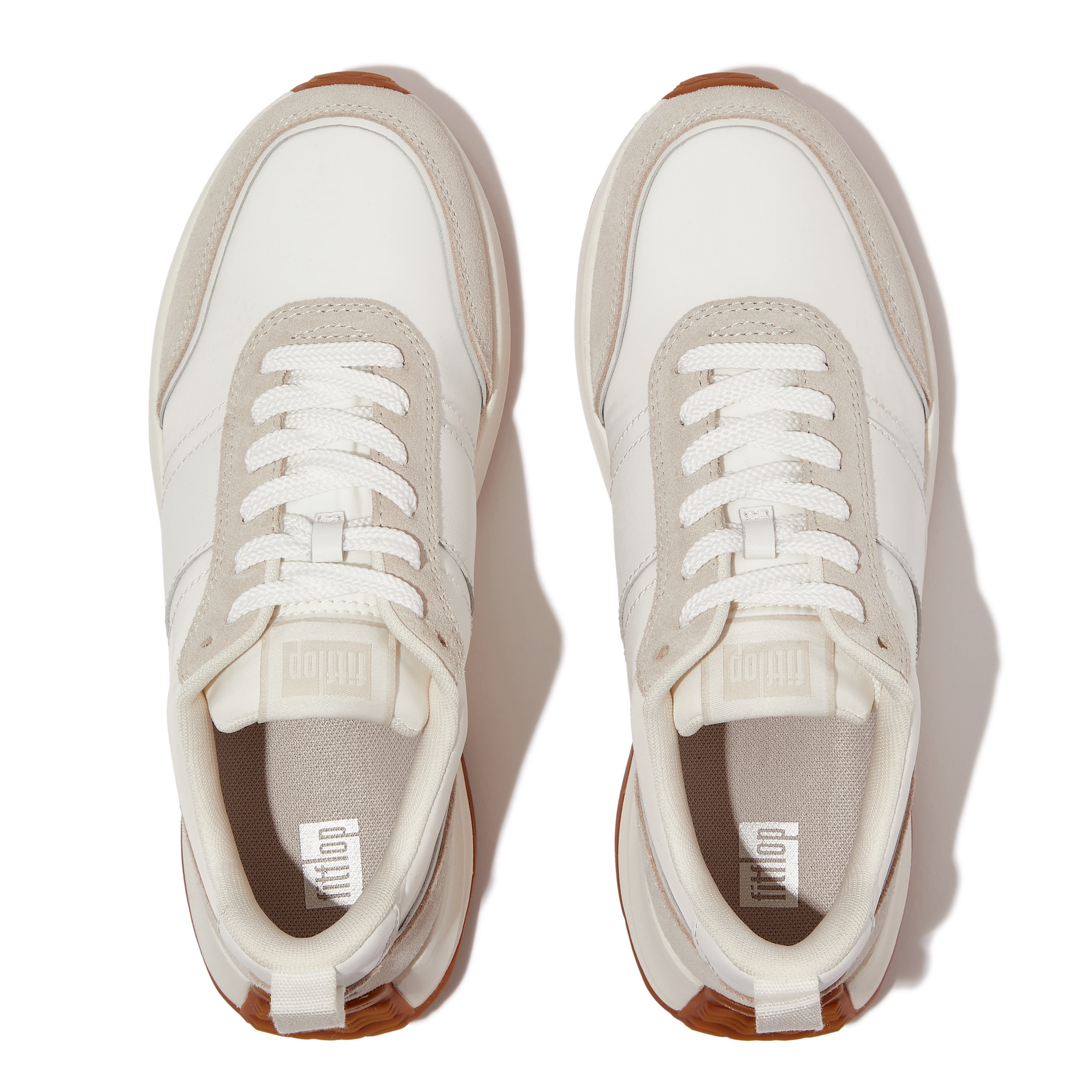 FITFLOP F-Mode Flow Fabric/Suede/Leather Flatform Sneakers in White IK8 | Shop from eightywingold an official brand partner for Fitflop Canada and US.