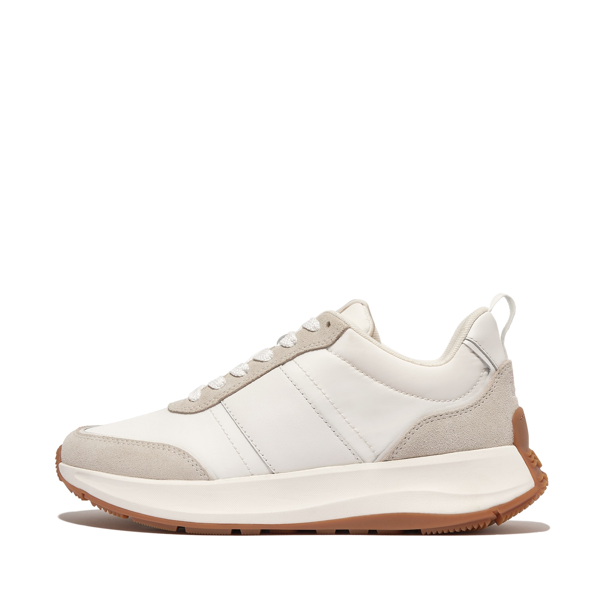 FITFLOP F-Mode Flow Fabric/Suede/Leather Flatform Sneakers in White IK8 | Shop from eightywingold an official brand partner for Fitflop Canada and US.